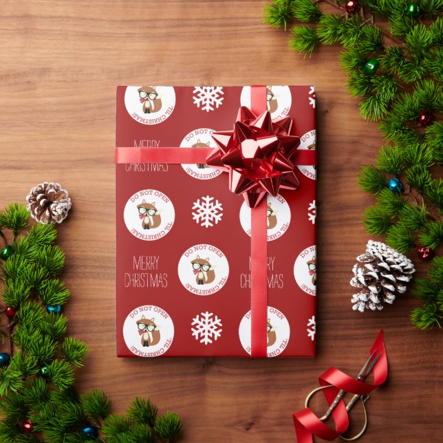 Red Hipster Holiday Fox Personalisiert Geschenkpapier (Feiertagsgeschenk)