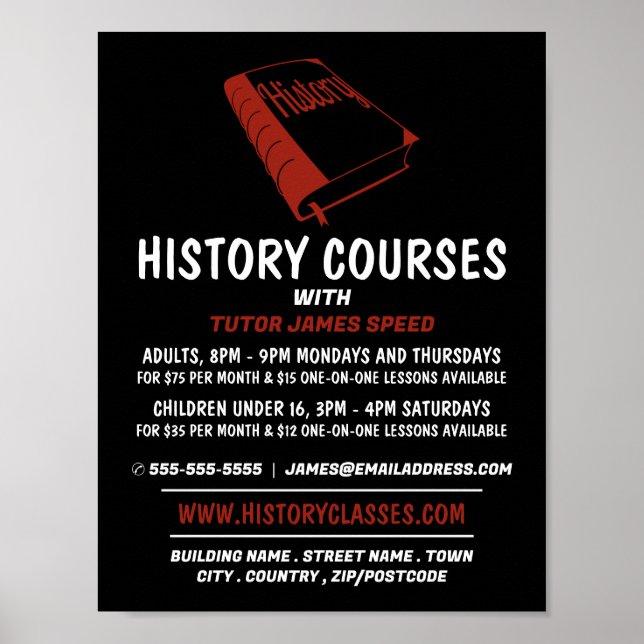 Red History Book, History Coursing Advertising Poster (Vorne)