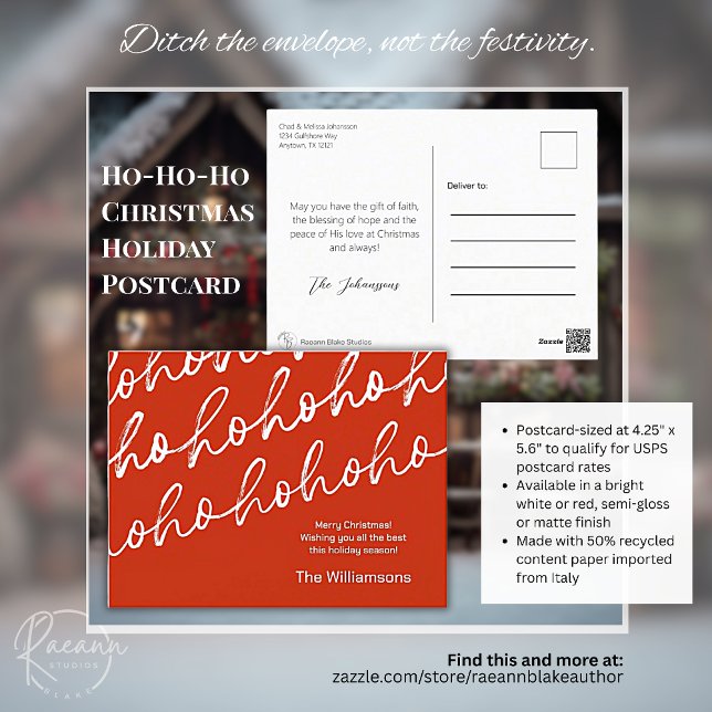 Red Ho-Ho-Ho Weihnachtsfeiertag Postkarte (Von Creator hochgeladen)