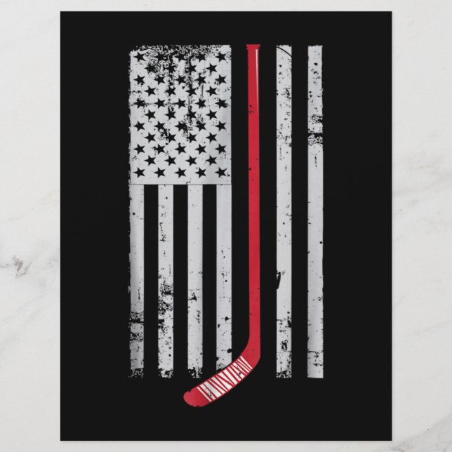 Red Hockey Stick American Flag USA Hockey Briefbogen (Vorderseite)