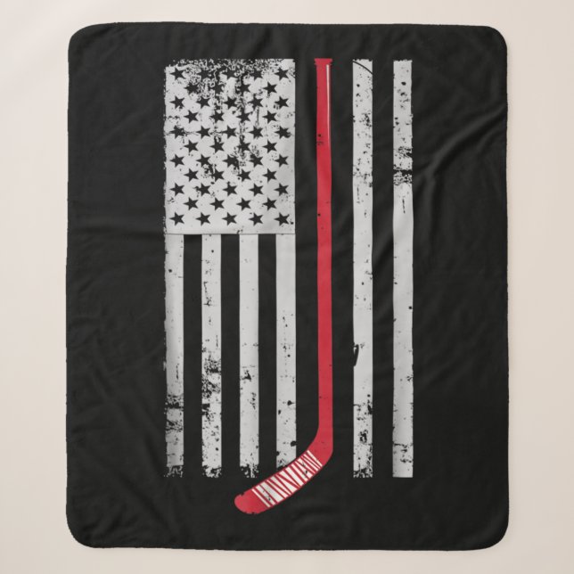 Red Hockey Stick American Flag USA Hockey Sherpadecke (Vorderseite)