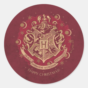 Red HOGWARTS™ Wappen Holiday Wreath Runder Aufkleber