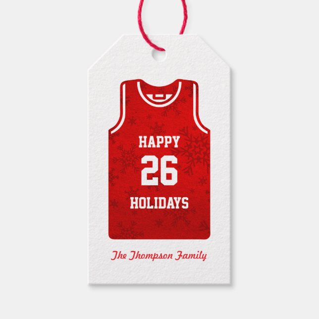 Red Holiday Basketball Snowflake Geschenkanhänger (Vorderseite)