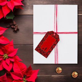 Red Holiday Christmas Poinsettia Pattern Geschenkanhänger