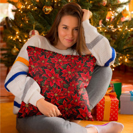 Red Holiday Christmas Poinsettia Pattern Kissen