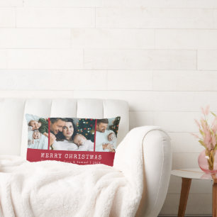 Red Holiday Foto Throw Kissen