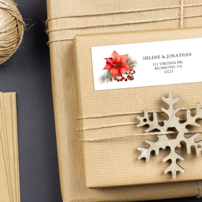 Red Holiday Frohe Weihnachten Rücksendeadresse (Red Holiday Merry Christmas Return Address Label)