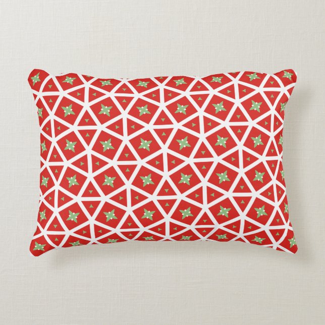 Red Holiday Geometric Star Design Dekokissen (Vorderseite)