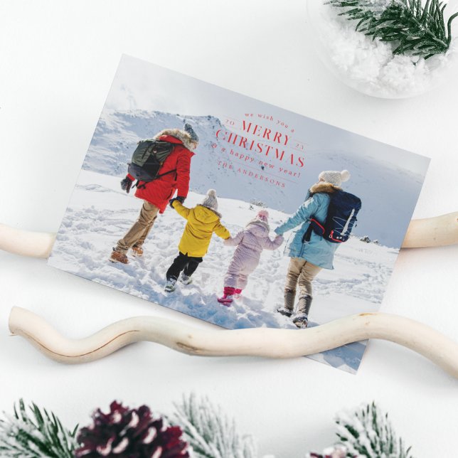 Red Holiday Kariert Foto Weihnachtskarte Feiertagskarte (Von Creator hochgeladen)