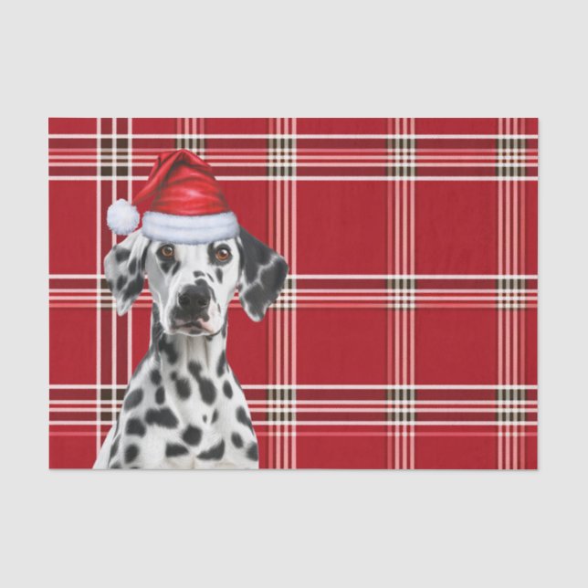Red Holiday Plaid Christmas Dalmatian Dog Lover Seidenpapier (Vorderseite)