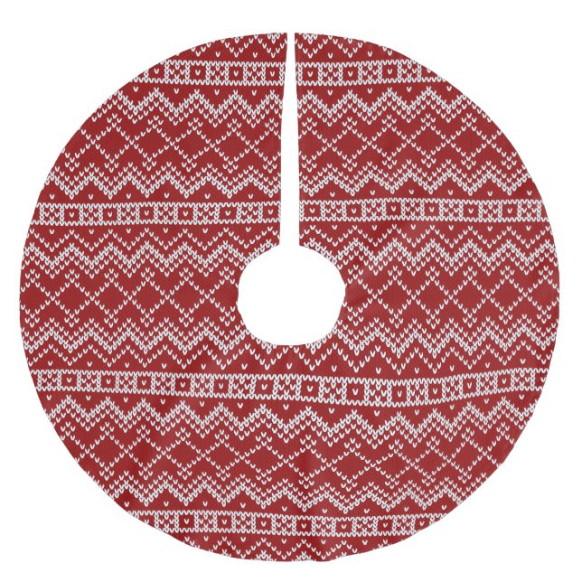 Red Holiday Sweater Polyester Weihnachtsbaumdecke (Vorderseite)