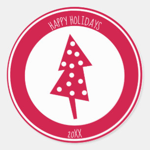Red Holiday Tree Runder Aufkleber