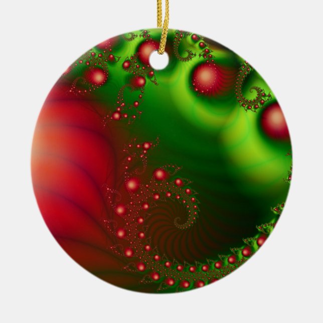 Red Holiday Weihnachten Digitale Kunst Keramikornament (Vorne)