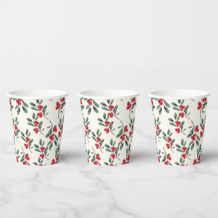Red Holly beries Green mistletoe Blätter Pappbecher