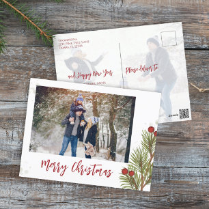 Red Holly Berries Christmas Foto Feiertagspostkarte