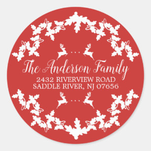 Red Holly Berry Adresse de retour Sticker rond