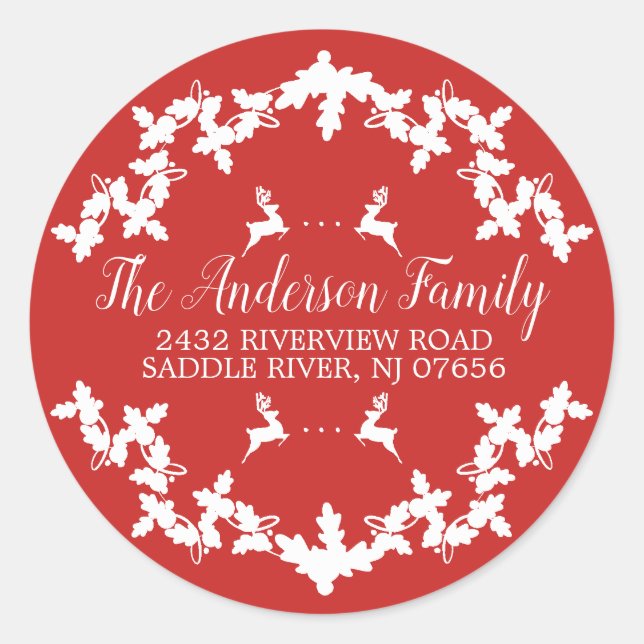 Red Holly Berry Adresse de retour Sticker rond (Devant)