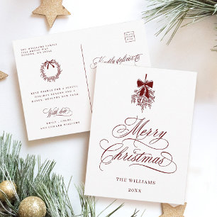 Red Holly Berry Bouquet Romantische Frohe Weihnach Postkarte
