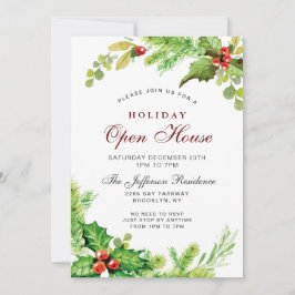 Red Holly Berry Christmas Holiday Open House Einladung