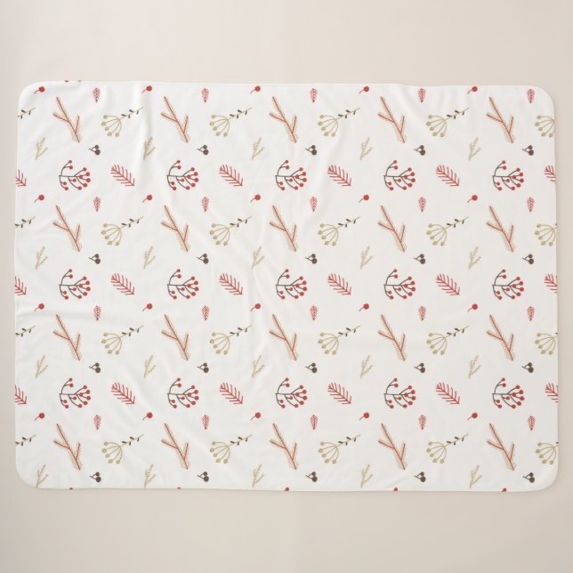 Red Holly Berry Holiday Sherpadecke (Vorderseite (Horizontal))