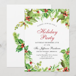 Red Holly Berry Mistletoe Weihnachtsfeier Einladung