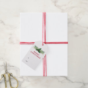 Red Holly Blätter Bouquet Weihnachtsfeiertag Geschenkanhänger