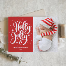 Red Holly Jolly Hand Lettering Baby Foto