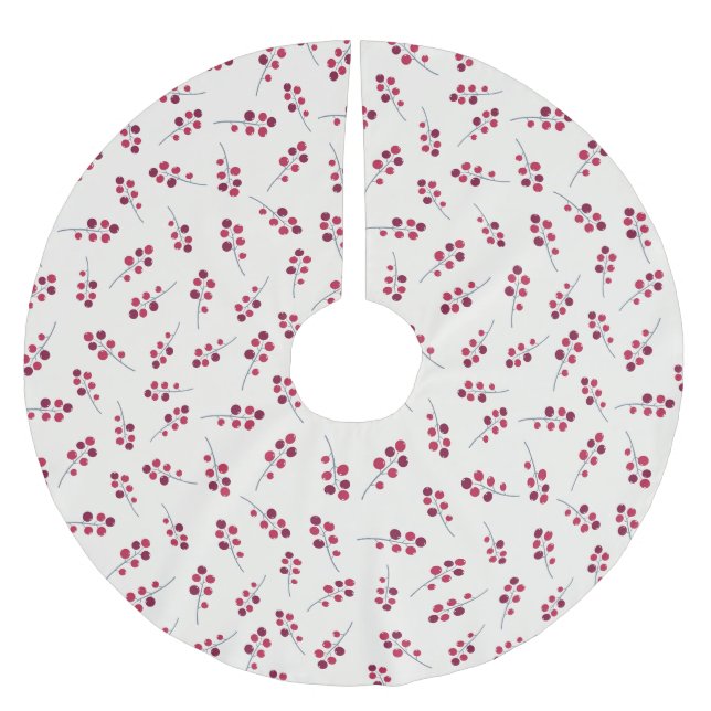Red Holly Pip Berries Festival Polyester Weihnachtsbaumdecke (Vorderseite)