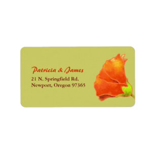 Red Hollyhock Simple Wedding Address Adressaufkleber