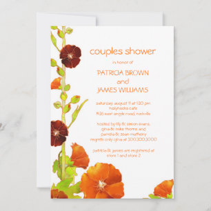 Red Hollyhocks Floral Wedding Couples Dusche Einladung