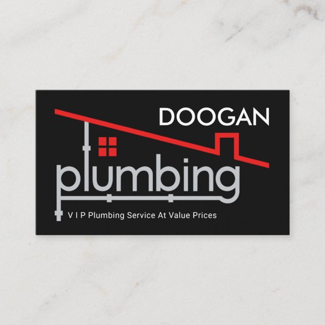 Red Home Plumbing Pipe System Plumber Repair Visitenkarte (Vorderseite)