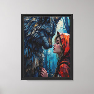 Red Hood und der Wolf Leinwanddruck
