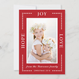 Red Hope Joy Liebe Modernes Foto Feiertagskarte