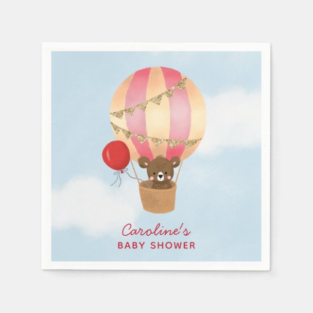 Red Hot Air Ballon Girl Baby Dusche Serviette (Vorderseite)
