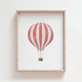 Red Hot Air Ballon Kinderzimmer Decor Poster