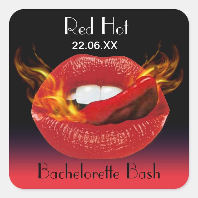 Red Hot Bachelorette Bash Siegel Quadratischer Aufkleber (Vorderseite)