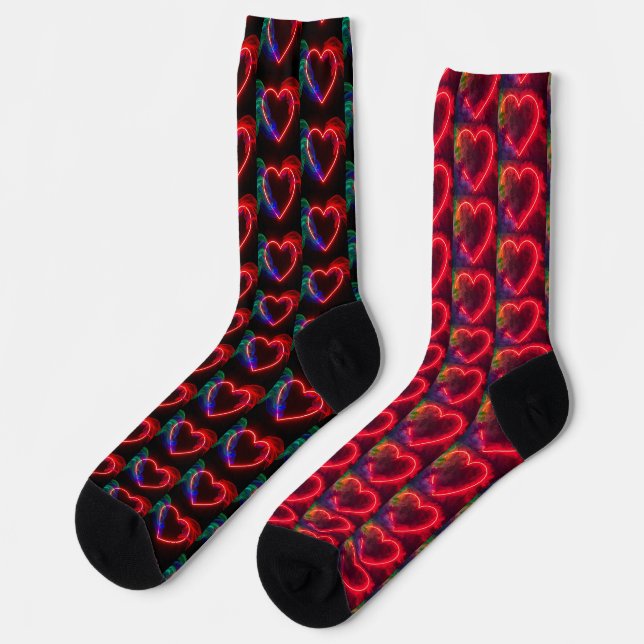 Red Hot Burning Hearts on Valentine's Mismatched Socken (Linkes Detail)