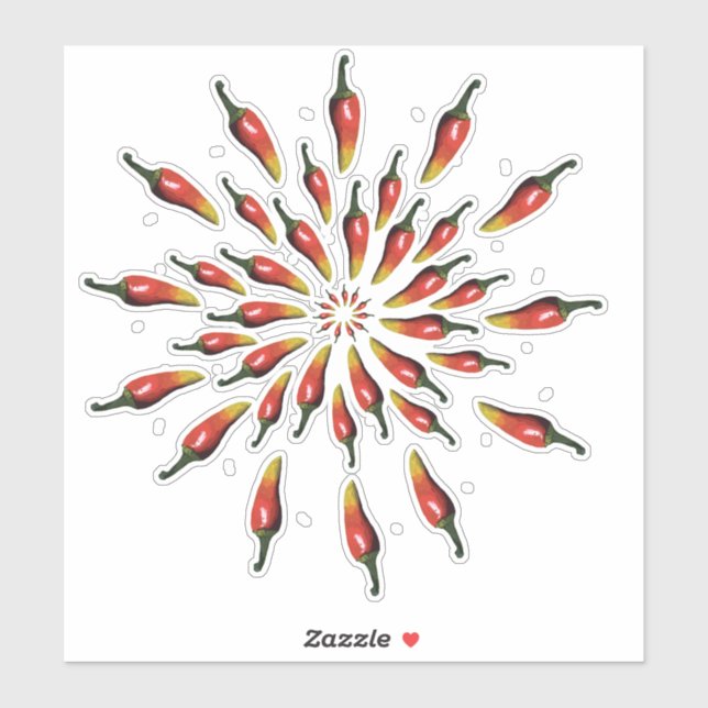 Red Hot Chili Paprikaschoten Mandala Art Aufkleber (Blatt)