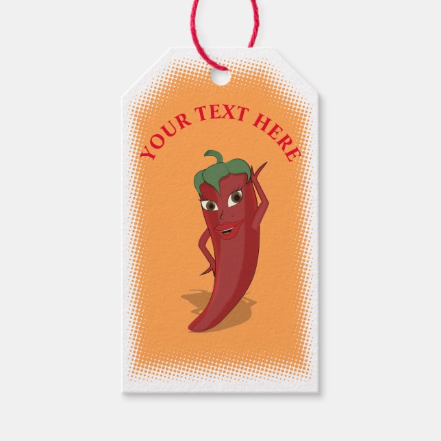 Red Hot Chili Pepper Diva Zeichnend Geschenkanhänger (Vorderseite)