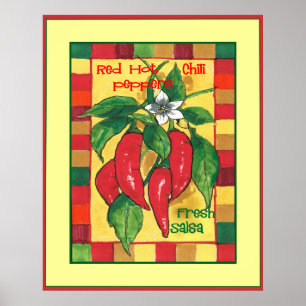 Red Hot Chili Peppers auf Ranke Farbige Kacheln Bo Poster