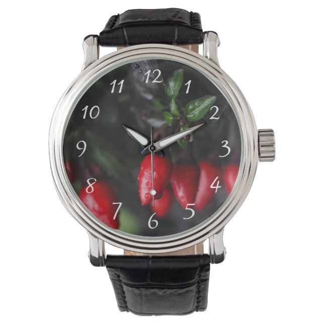 Red Hot Garden Salsa Chili Paprikaschoten. Armbanduhr (Vorderseite)