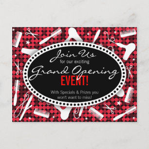 Red Hot Glam Custom Hair Salon Event Postkarte