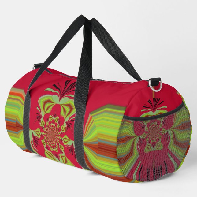 Red Hot Lemon Kaleidoskop Motif: Ein kühl und hell Duffle Bag (Rechte Ecke)