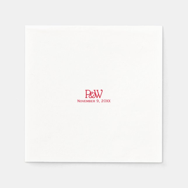 Red Hot Liebe Typografy Wedkin Napkin Serviette (Vorderseite)