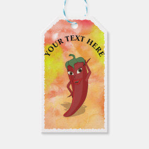 Red Hot Pepper Diva auf Aquarellmalerei Geschenkanhänger