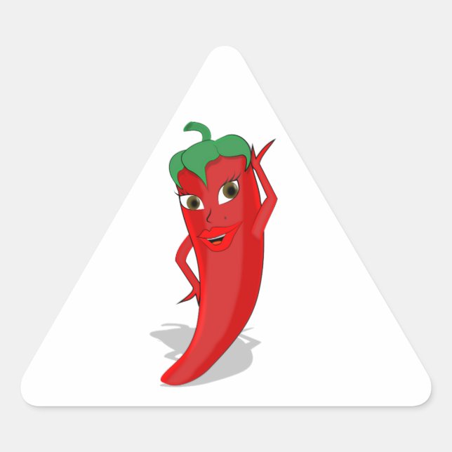 Red Hot Pepper Diva Dreieckiger Aufkleber (Vorderseite)