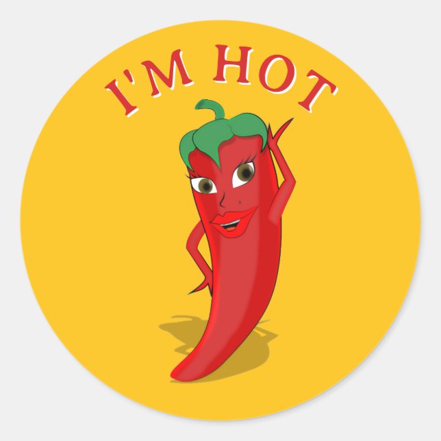 Red Hot Pepper Diva Editable Runder Aufkleber (Vorderseite)