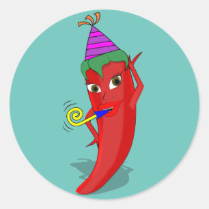 Red Hot Pepper Diva Geburtstagsfeier Custom Runder Aufkleber