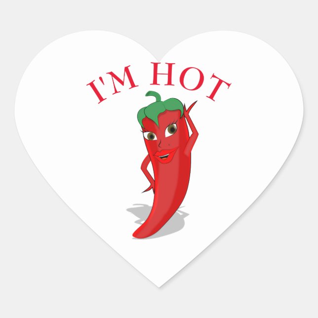 Red Hot Pepper Diva Herz-Aufkleber (Vorderseite)