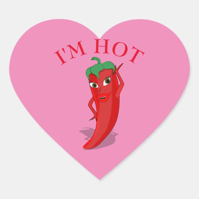 Red Hot Pepper Diva Herz-Aufkleber (Vorderseite)